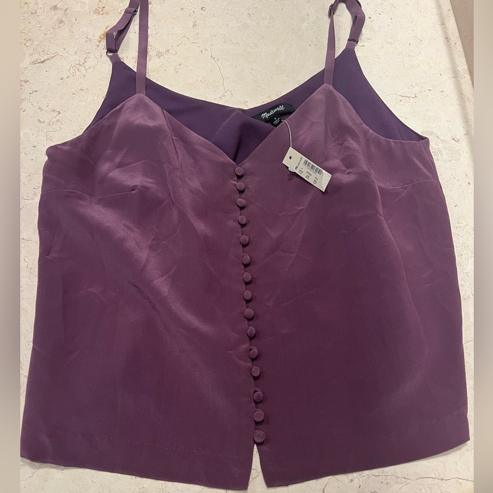 Madewell NWT Silk Button-Down Cami Purple Size 4